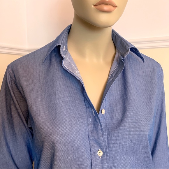 OGILVY French cuffs blue cotton shirt 4 - Picture 9 of 10